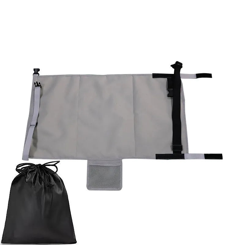 Portable blue nylon children's aircraft pedal seat extender with extension device