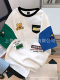 Men's loose fit casual t-shirt with digital printed letter pattern on polyester fabric.