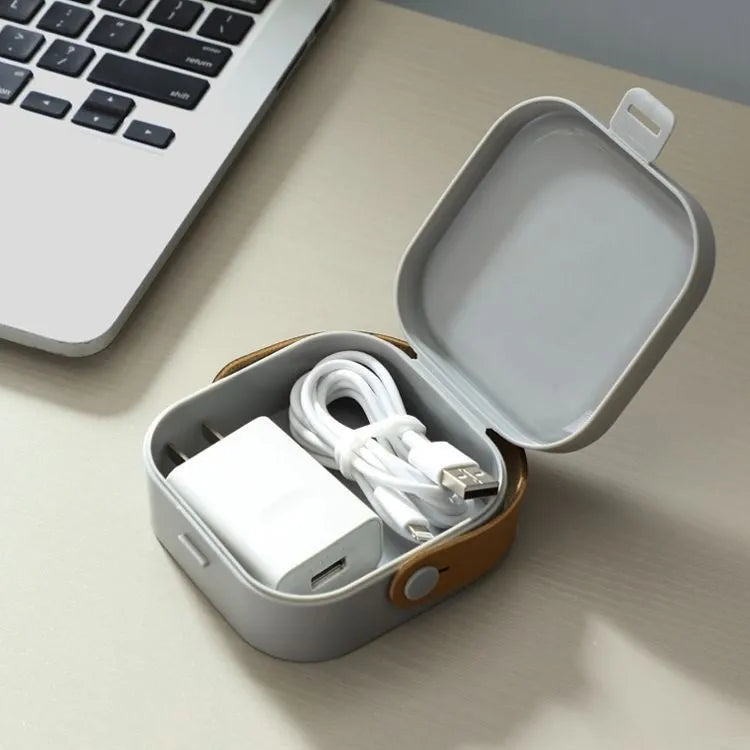 Medium polypropylene cable storage box with lid in five colour options for organising data cables and headphones