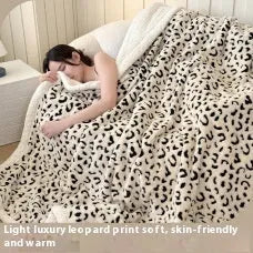 Double-layer leopard jacquard taffeta blanket with zebra pattern in multiple colour options