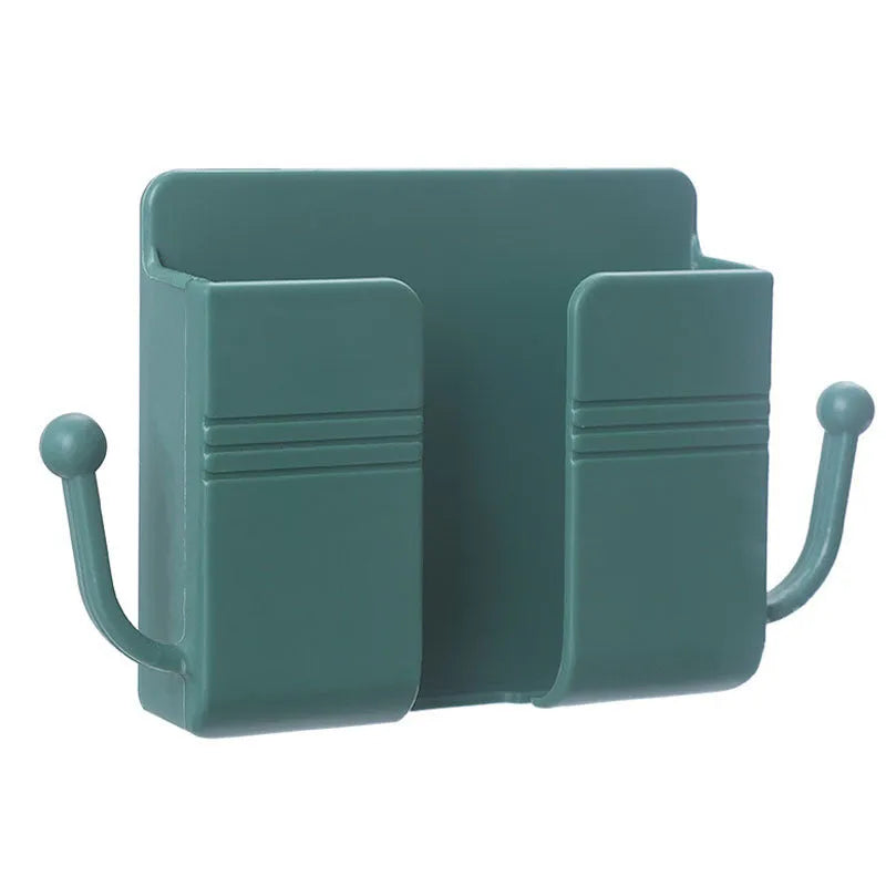 PP plastic paste wall storage box in Nordic blue with adhesive sticker mount, sealed lid, on a clean wall