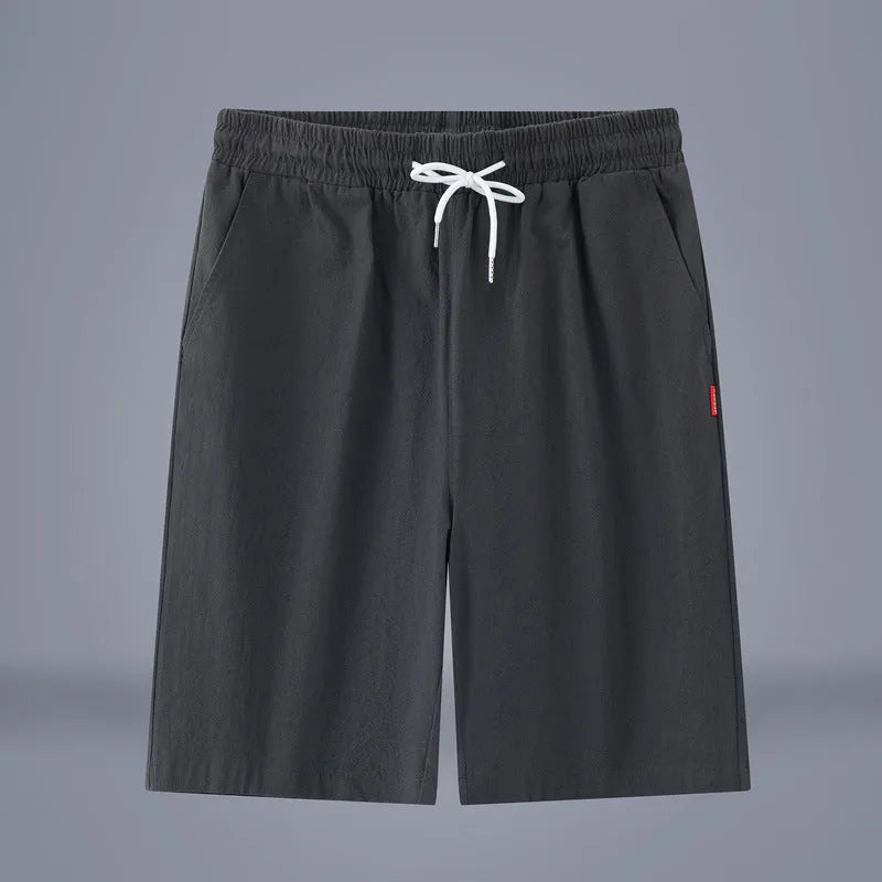 Chinese style solid colour cropped pants in cotton linen fabric on a neutral background.