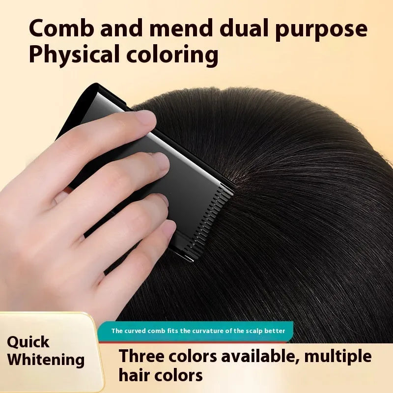 Plastic hairdressing comb for covering gray hair in natural black shade, gentle on scalp