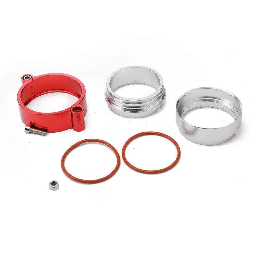 Aluminium fixed movement exhaust clamp for car modification in black, blue, or red