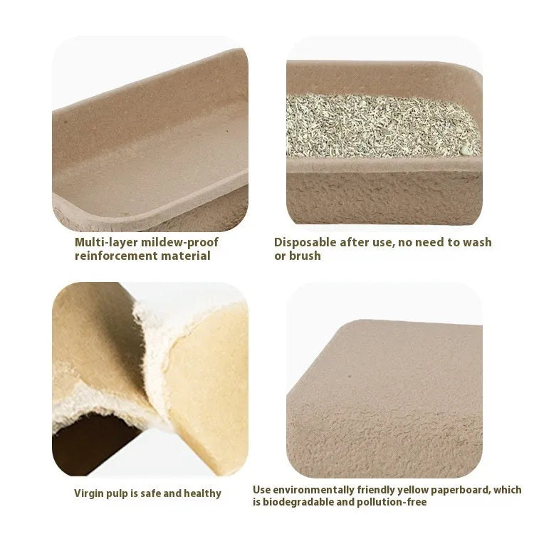 Brown disposable waterproof cat litter box with degradable plastic construction