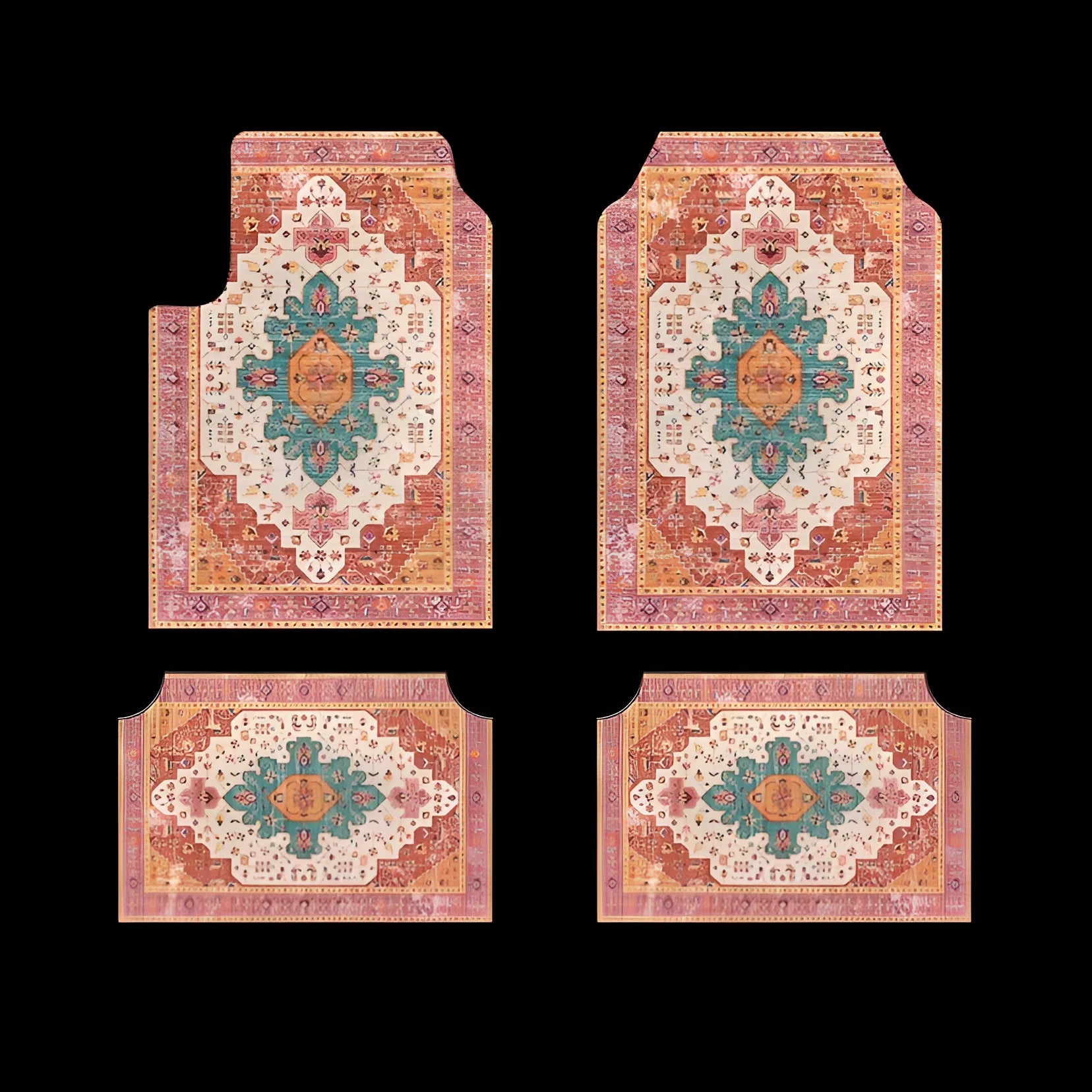 Retro Persian geometric pattern polyester fibre car foot mat in 33x44cm size