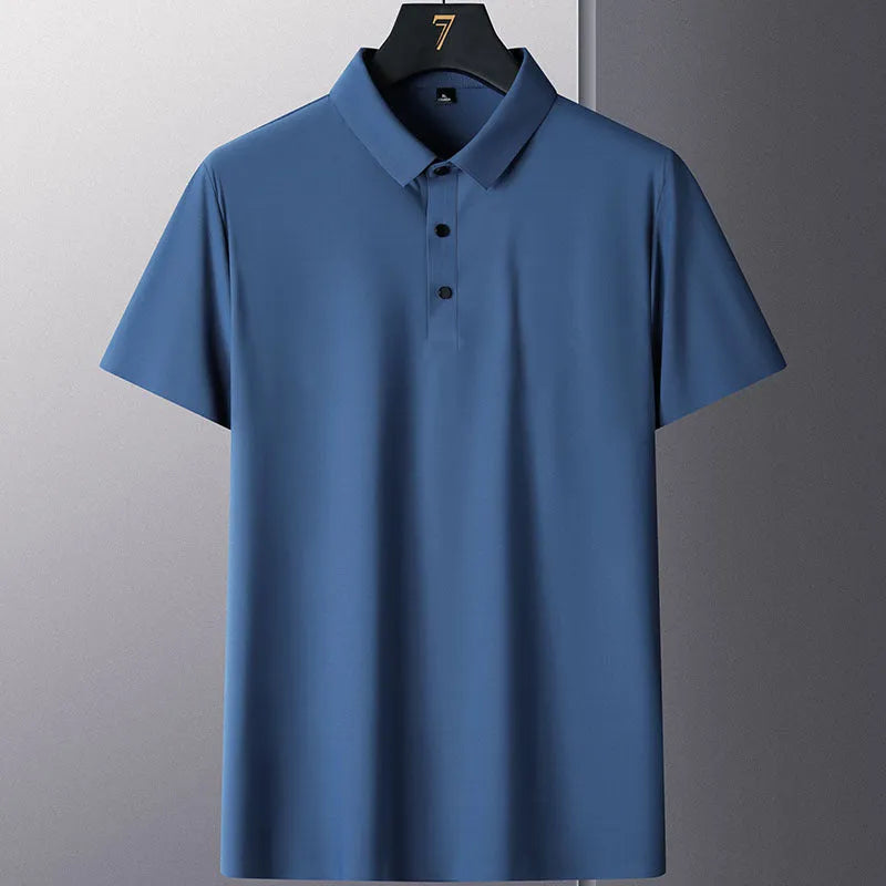 Men's non-ironing solid colour short sleeve business casual shirt in nylon fabric
