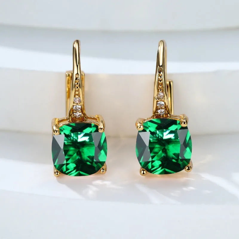 Square geometric moissanite ear clip in gold electroplated finish with quadrilateral design