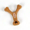 Durable rubber dog chew toy bone for dental cleaning and interactive play