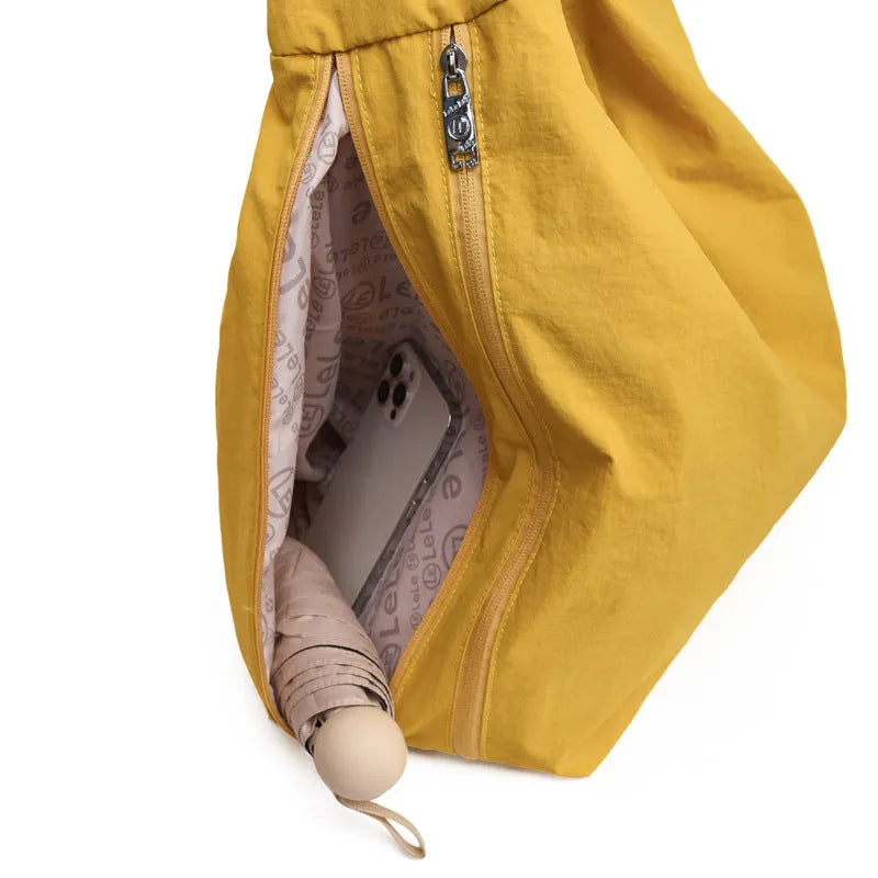 Nylon women's underarm bag with heart shape design in black blue khaki yellow colour options