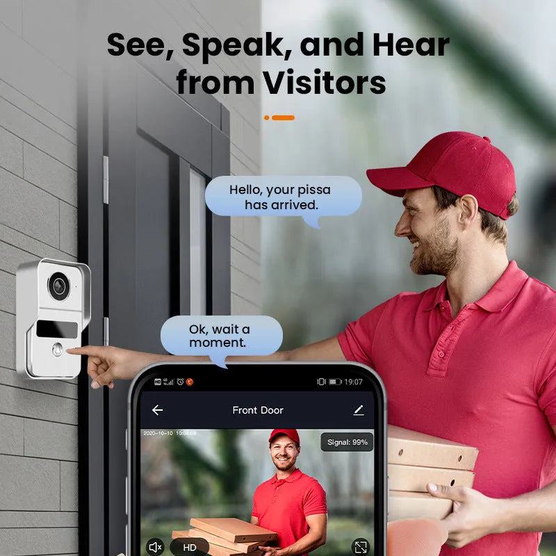 1080P HD video intercom doorbell system with 10-inch display and colour camera