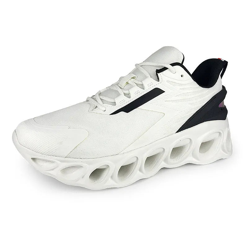 A pair of men's low-top casual trainers in a choice of colours, featuring a mesh upper and lace-up front.