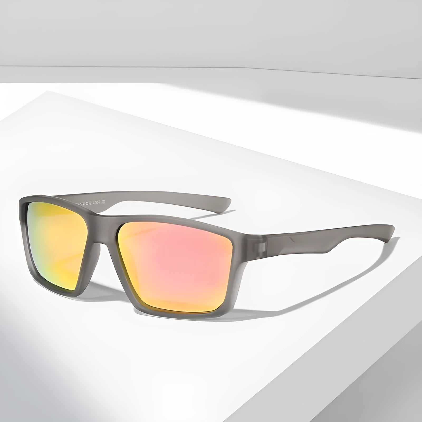 UV protection polarized sunglasses with quadrilateral frame in black frame and ice blue lenses