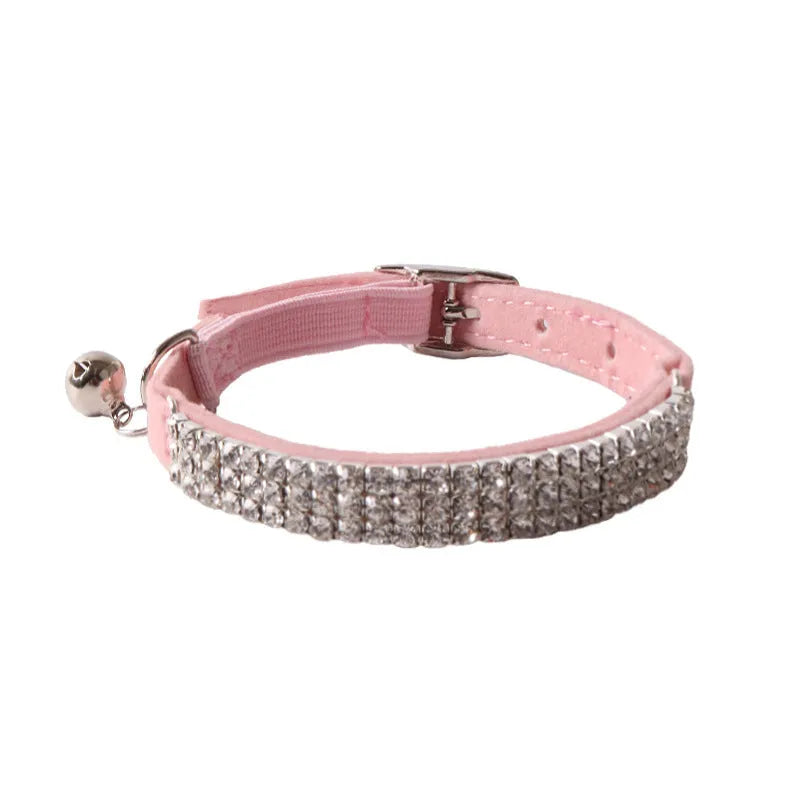 Adjustable elastic buckle cat collar in six colours with soft flocking material