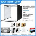 50cm cube photo light box with metal frame and USB-powered lighting panel