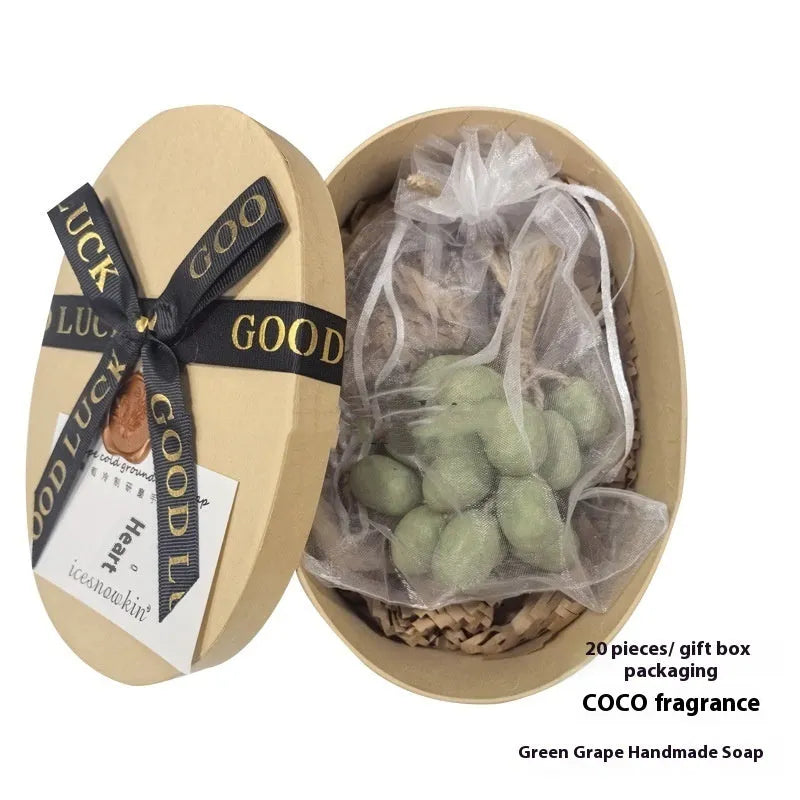 Handmade grape soap bars in black, green, purple and litchi varieties, 120g each