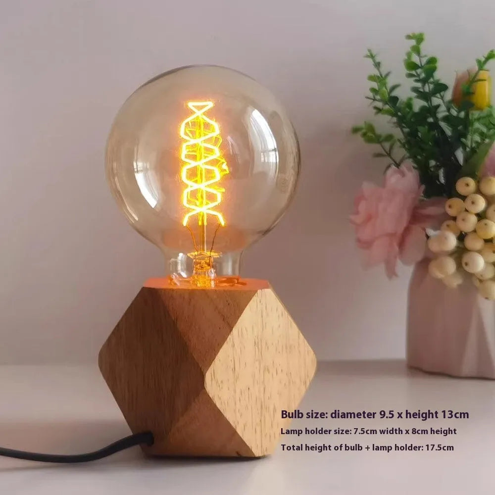Edison vintage bulb small night lamp with G95 spiral bulb and diamond dimming lamp holder