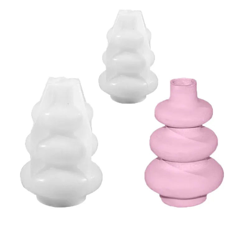 Silicone three-layer circular vase ornament cake mould for baking decorations