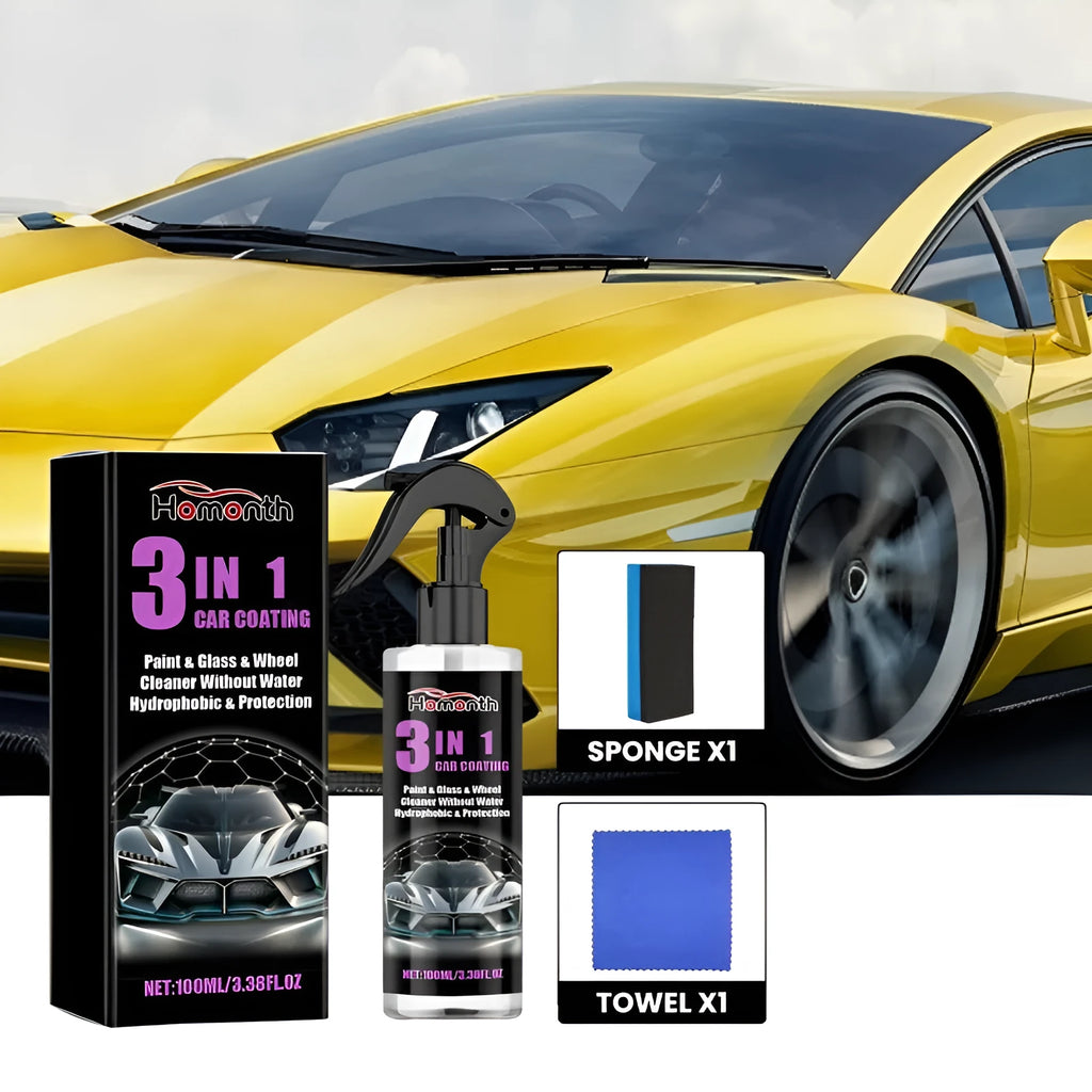 Ceramic car paint spray 100ml in a spray bottle with a sponge and towel for paint decontamination and polishing