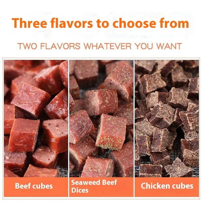 Dried beef and chicken dog training cubes 100g pack grain-free pet treats