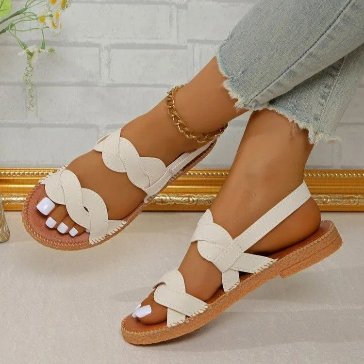 Woven flat shoes for women breathable lightweight rubber sole low top summer casual footwear