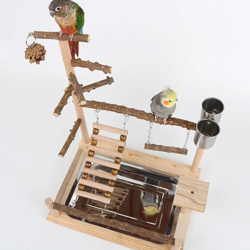 Sichuan Pepper parrot climbing training platform natural solid wood frame 37x26x45cm for small and medium birds