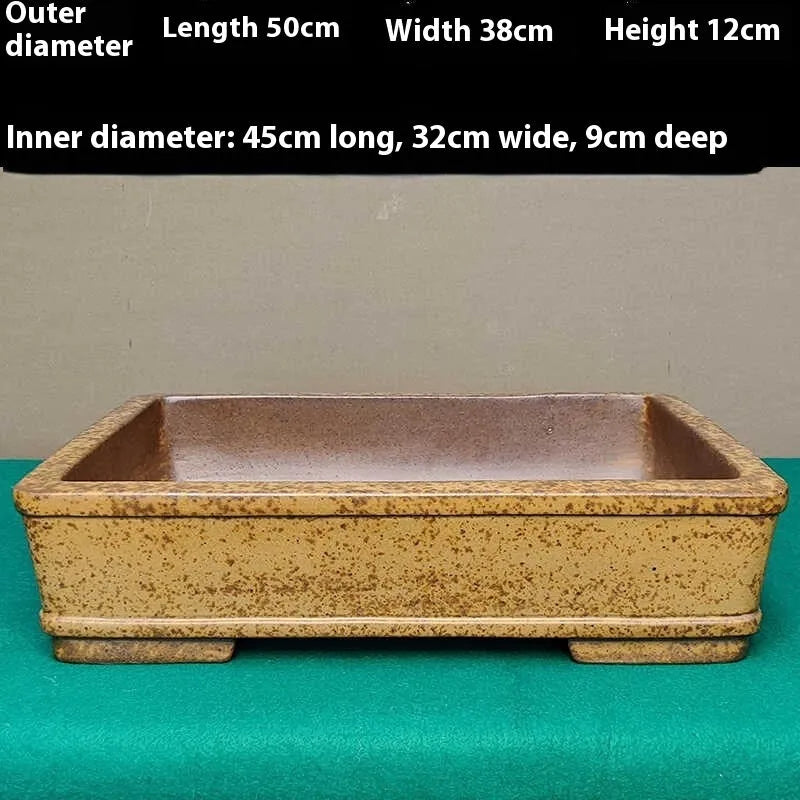 Straight shallow rectangular Yixing purple sand ceramic flowerpot for plants