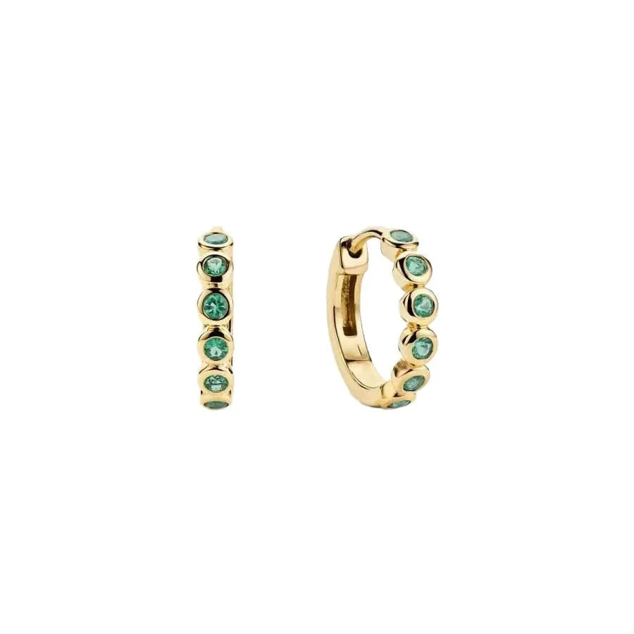 Gold S925 sterling silver geometric stud earrings with inlaid zircon on a white background