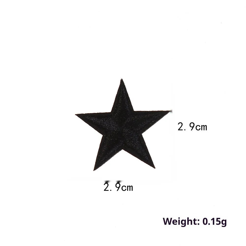 Colourful five-pointed star cloth embroidery labels for DIY clothing decoration.