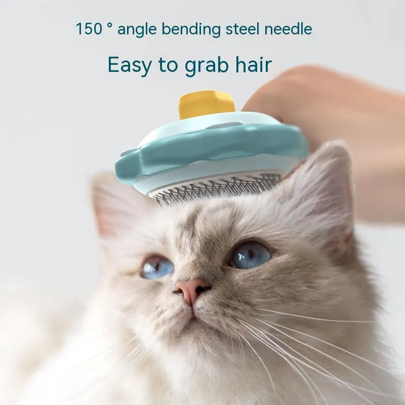 Stainless steel pet grooming comb set with knot opener, lion comb, and opening comb in yellow