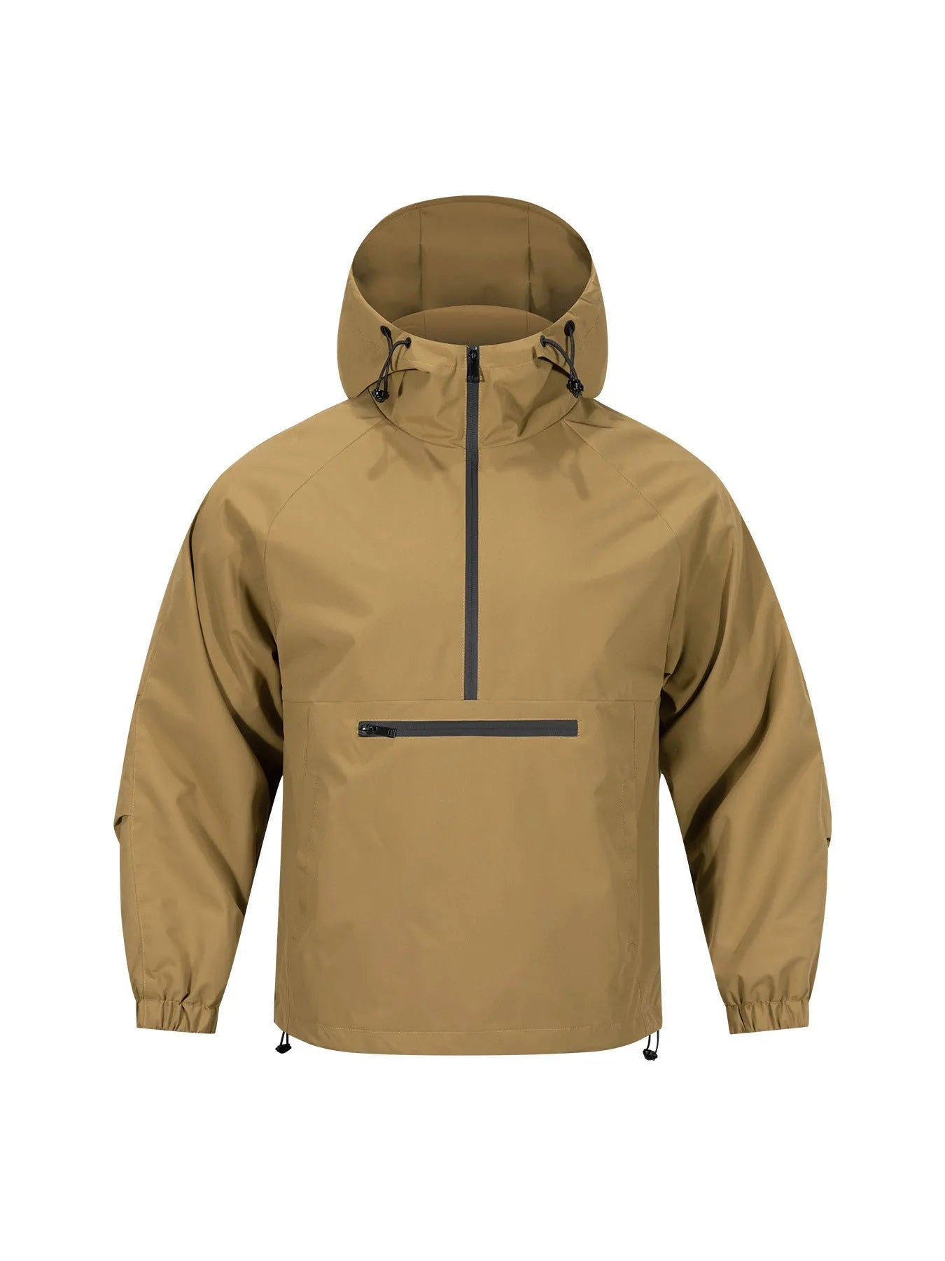 Men's Korean-style loose half-zip hooded corduroy sweater jacket with rabbit fur lining
