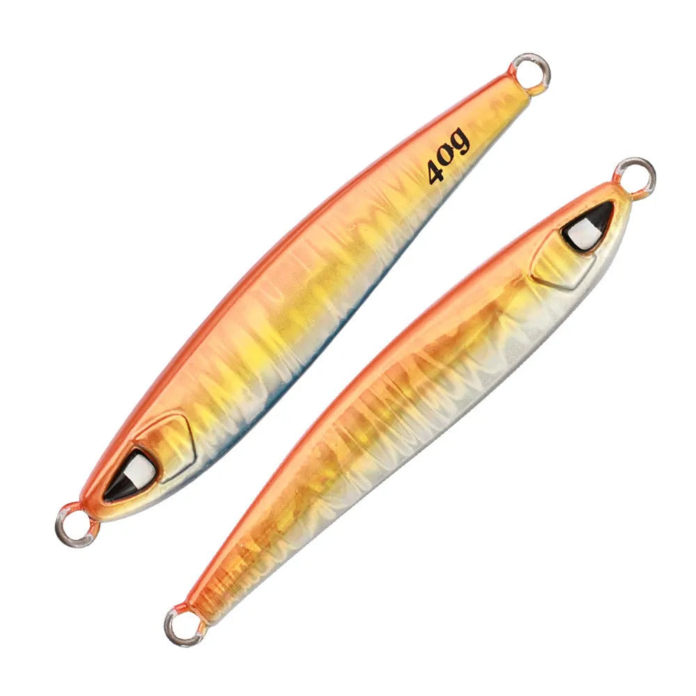 Sea fishing long shot iron bait lure in metallic finish, 40g to 100g weights, bionic fake bait