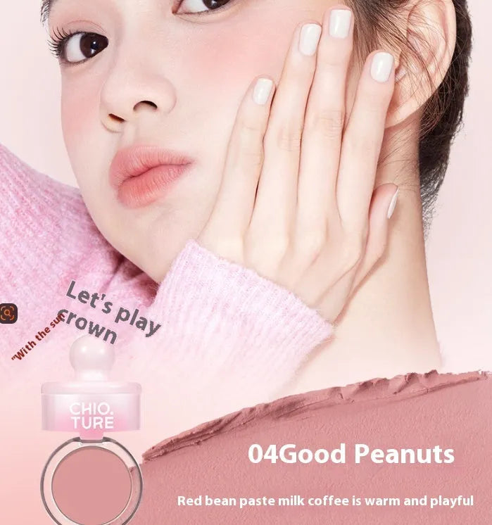 Blush mud swelling contractive colour shimmer powder blusher in nude colour scheme with monochrome format