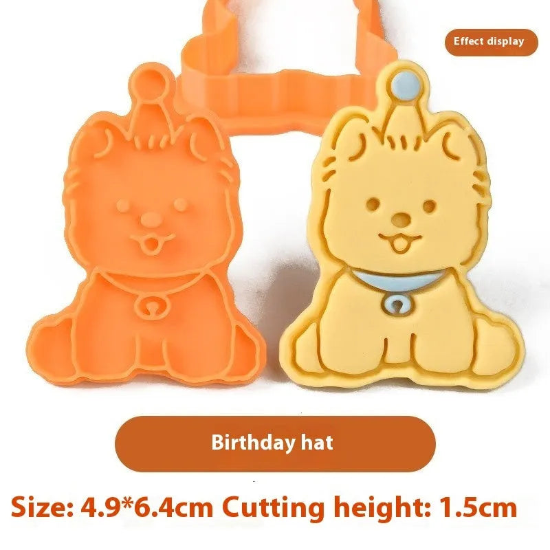 Plastic puppy biscuit mould with 3D cartoon designs for baking shaped treats
