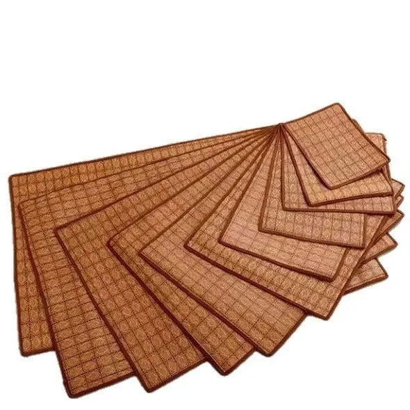 Brown rattan fibre dog cooling mat shown in a large size for summer use.