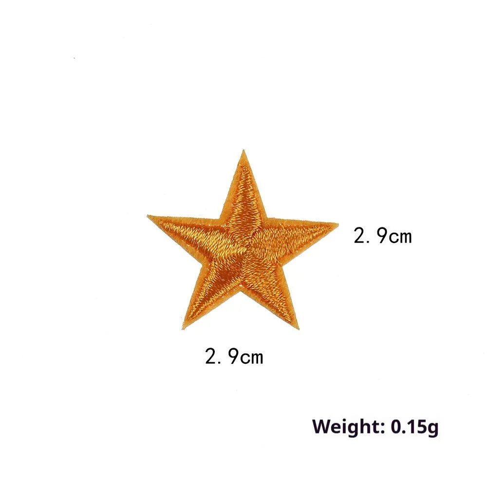 Colourful five-pointed star cloth embroidery labels for DIY clothing decoration.