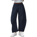 Loose cotton cropped sweatpants with elastic waistband in street fashion style