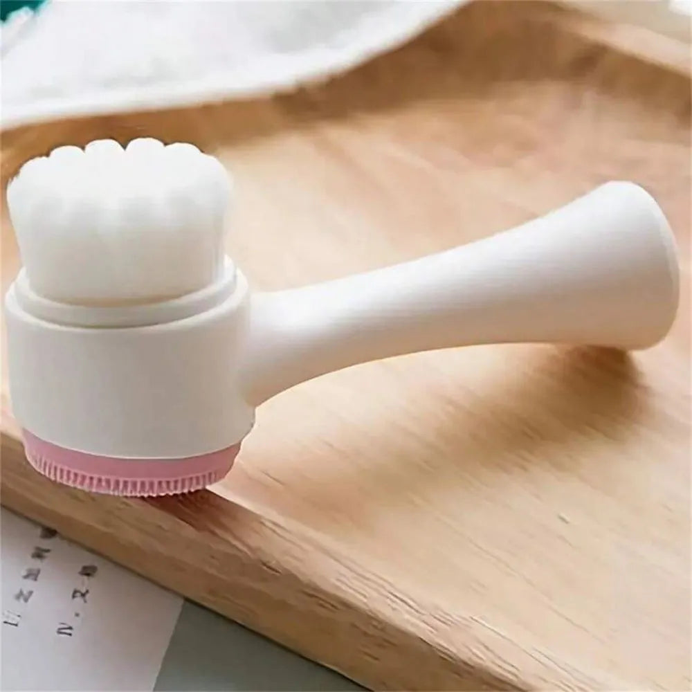 Blue and pink nylon pet paw brush grooming tool for dogs and cats with soft bristles