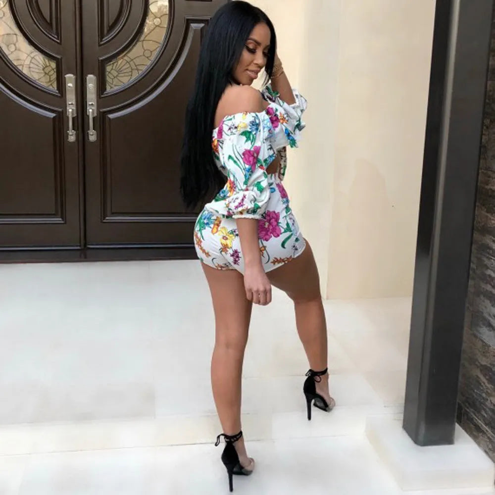 Women's multicolour digital printed two-piece pants suit with pile sleeves and matching shorts