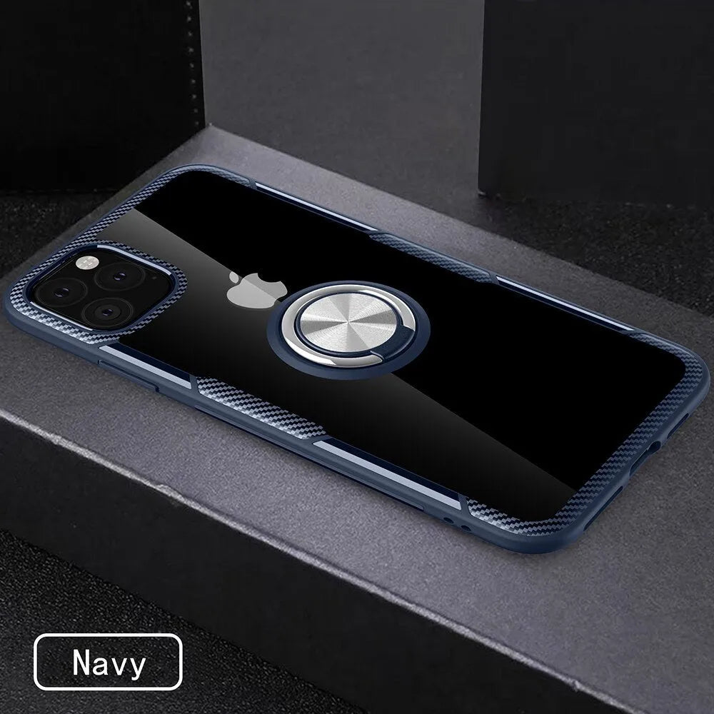 Protective back cover phone case for iPhone models, shown in a selection of colours including black and blue.