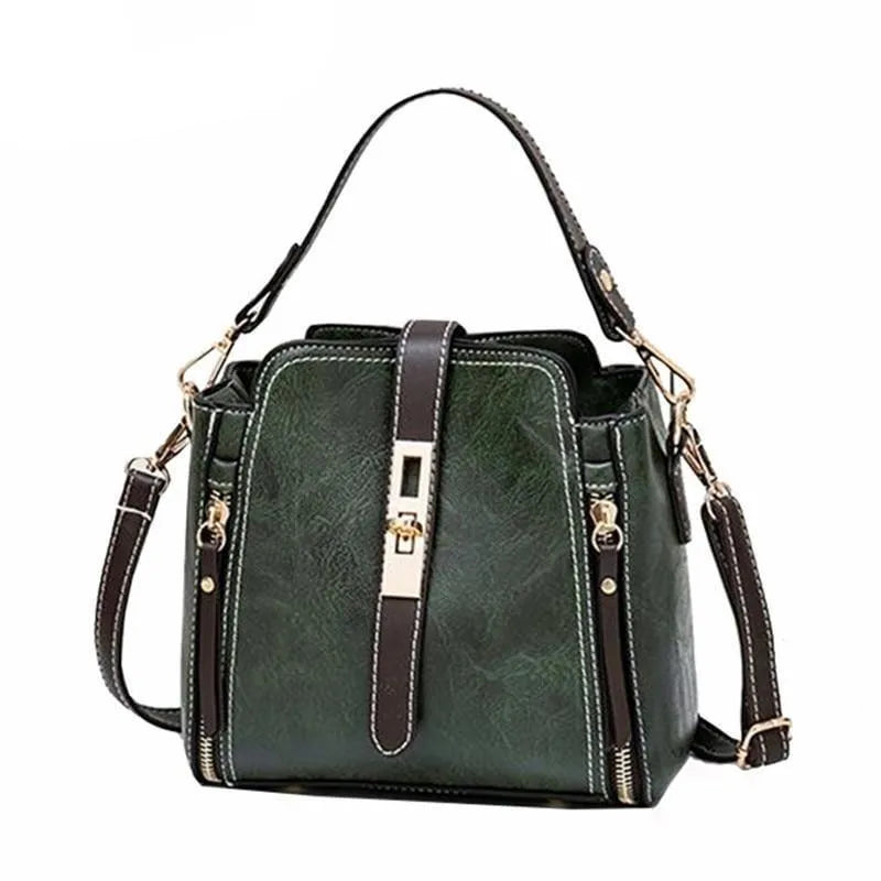 Women small faux leather shoulder bag with detachable strap and turn-lock closure, black colour