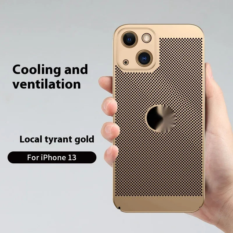 Matte solid colour heat dissipation phone case for Apple iPhone in black, PC material with full coverage