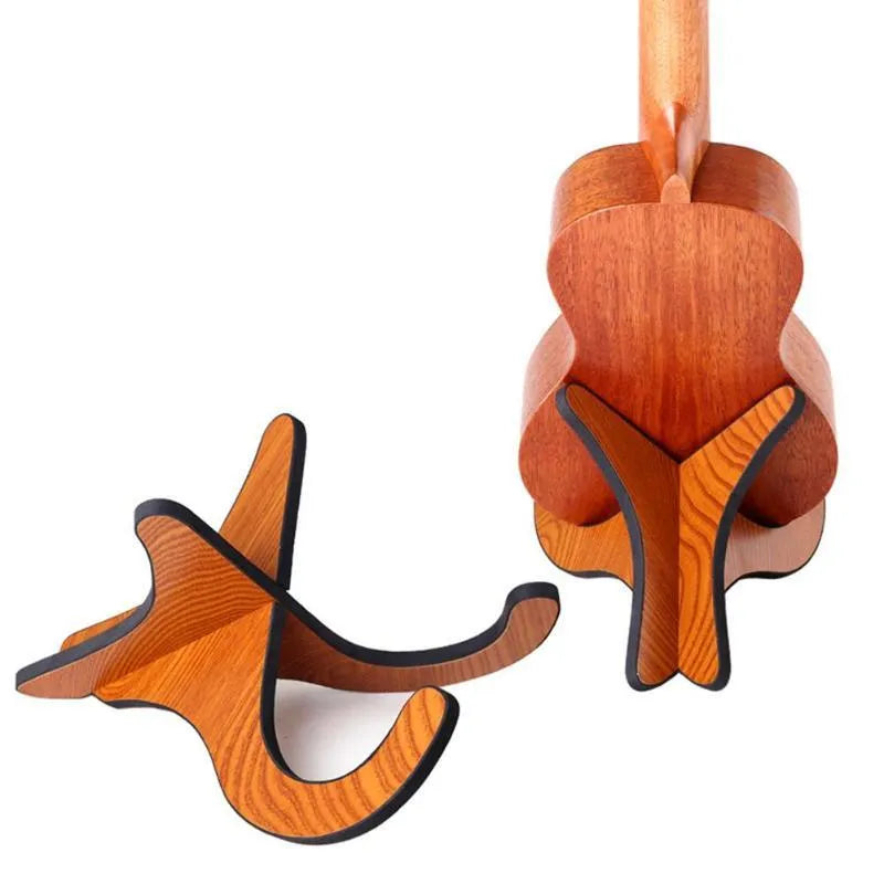 Wood folding ukulele bracket stand with anti-slip 3m EVA padding for 21-26 inch ukuleles