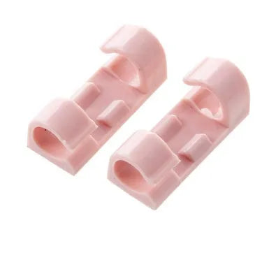 Self-adhesive wire cable organizer clips in black and transparent for desk cable management