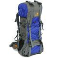 Extra large 60L nylon water resistant outdoor travel backpack with external stores system and adjustable shoulder strap