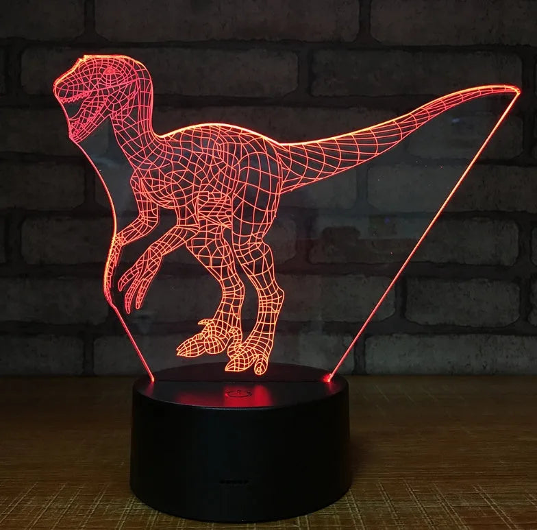 Cartoon 3D night light table lamp with seven colour changing modes, remote control, and acrylic panel on ABS base