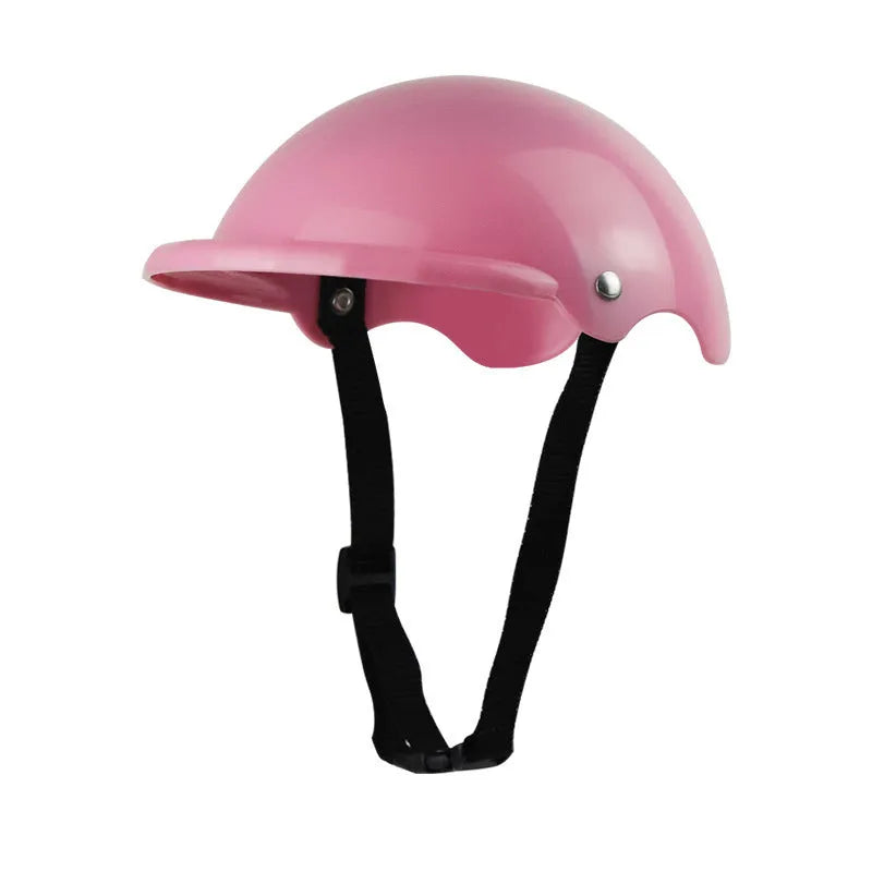 Small S size plastic pet helmet in pink, black, yellow and green colours