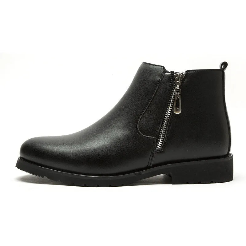 Men's black leather formal shoes with cotton lining and rubber sole on a plain background