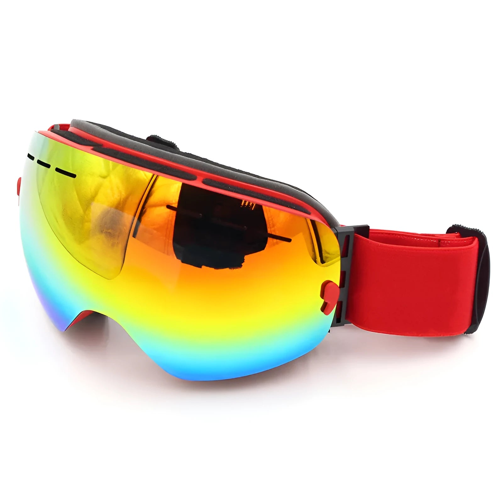 Double layer anti fog skiing mirror with TPU frame and PC lens in black colour