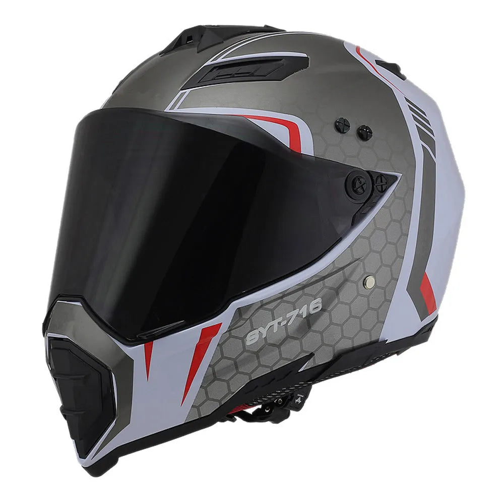Full-cover motorcycle off-road helmet with ABS shell in black colour